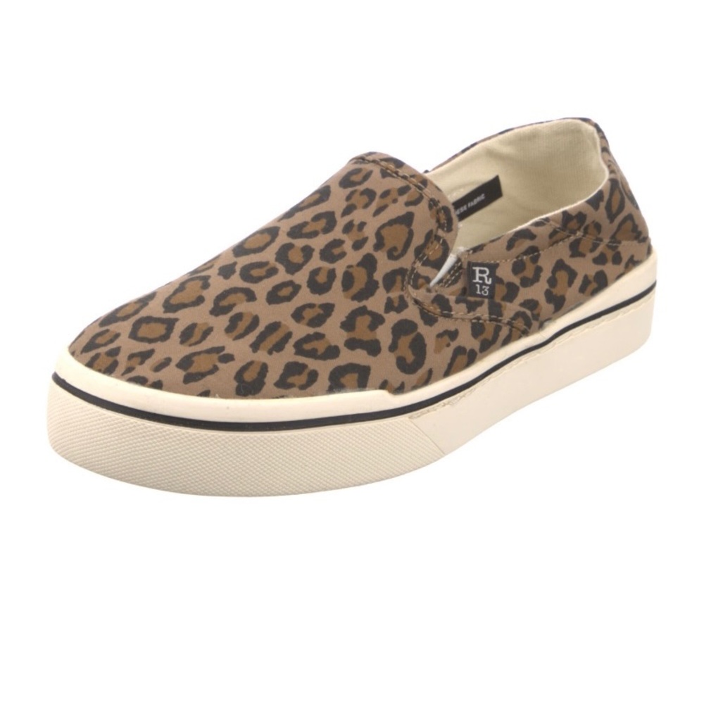 R13 Canvas Animal Print Slip-on Sneakers
